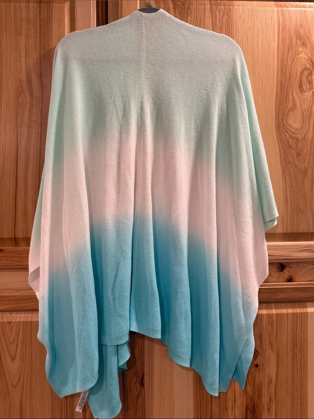 Talbots OS Hombre Coastal Grandma Mint Turquoise Open-Front Knit Layering Wrap